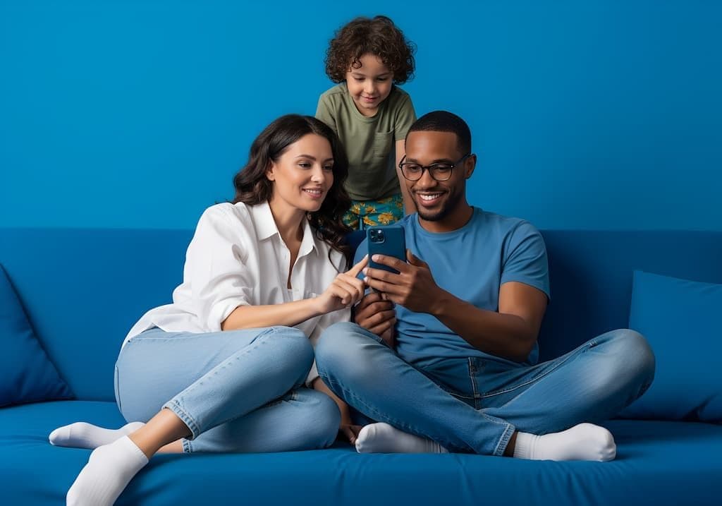 Família utilizando aplicativo da Estapar para gerenciar estacionamento de forma prática e digital