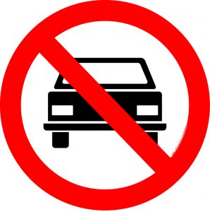 placa de proibida a circulação de veículos automotores