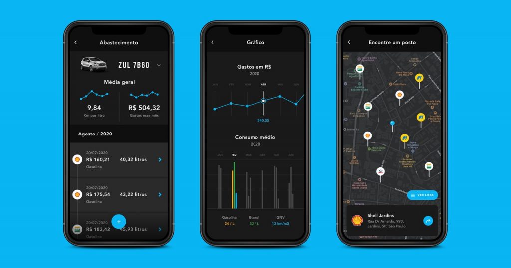 tela de controle de gastos com combustível do app Zul+