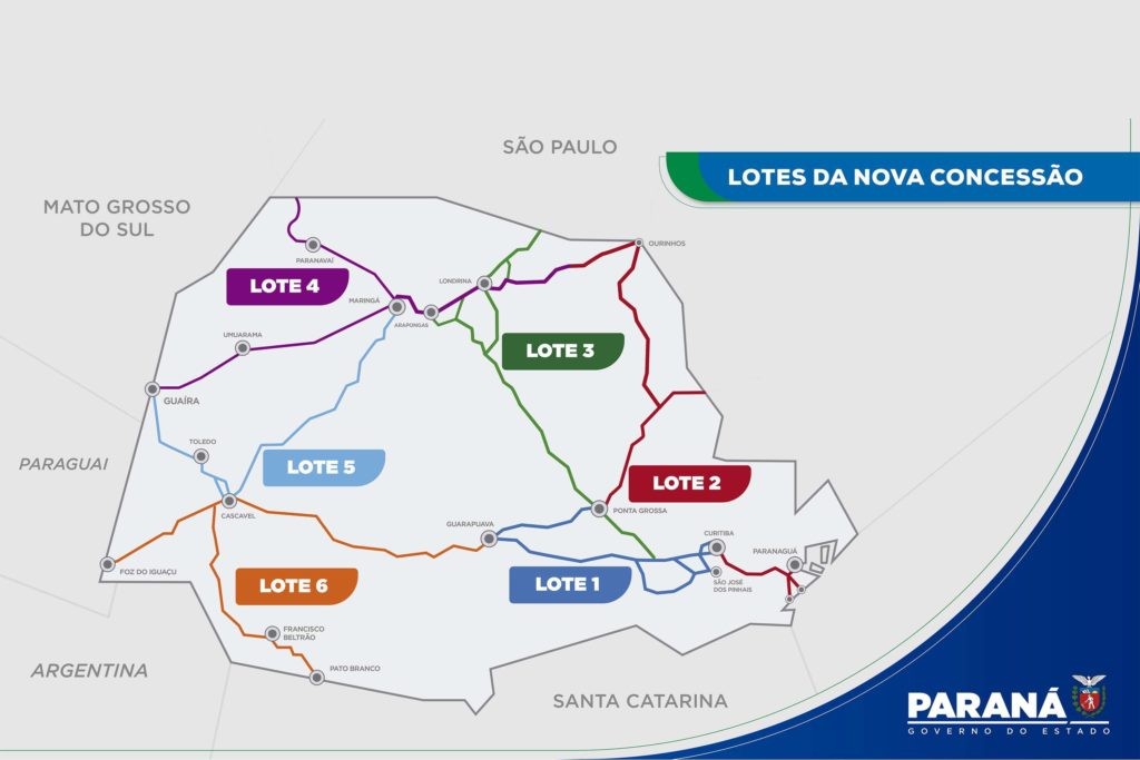 mapa da nova concessão de pedágio no paraná