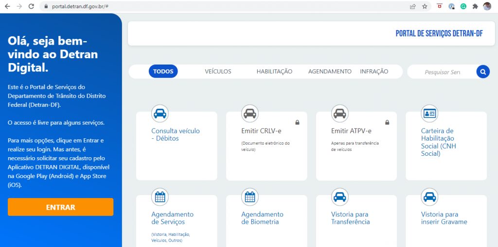 imagem do portal de serviços do detran digital do distrito federal